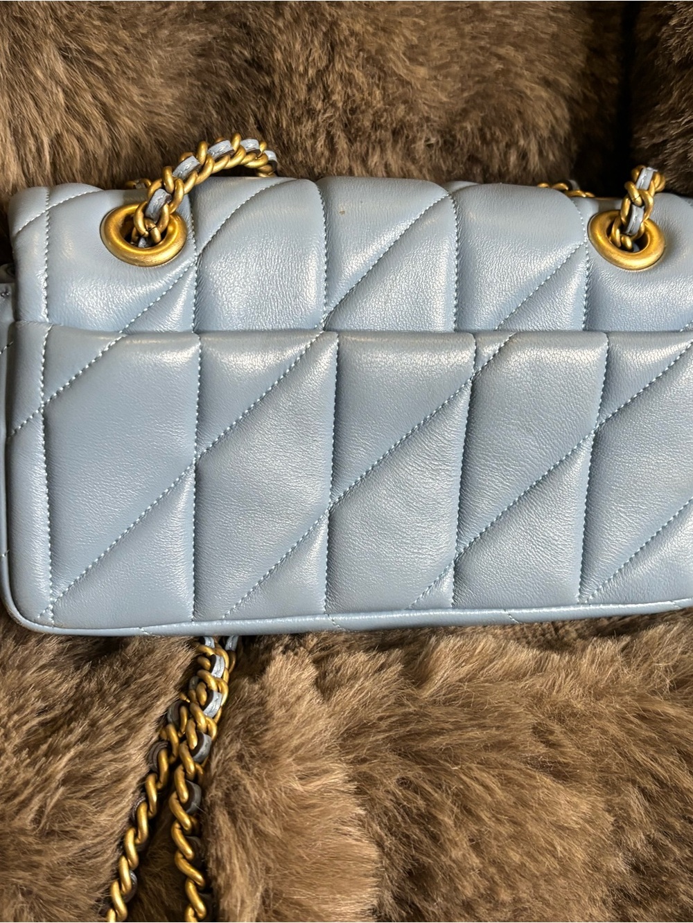 Coach Quilted Leather Crossbody in Pale Blue with Gold Hardware - Picture 6 of 12